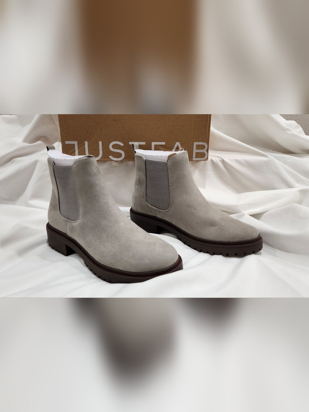 Suede Chelsea Boots in Light Gray - Women's Ankle Boot